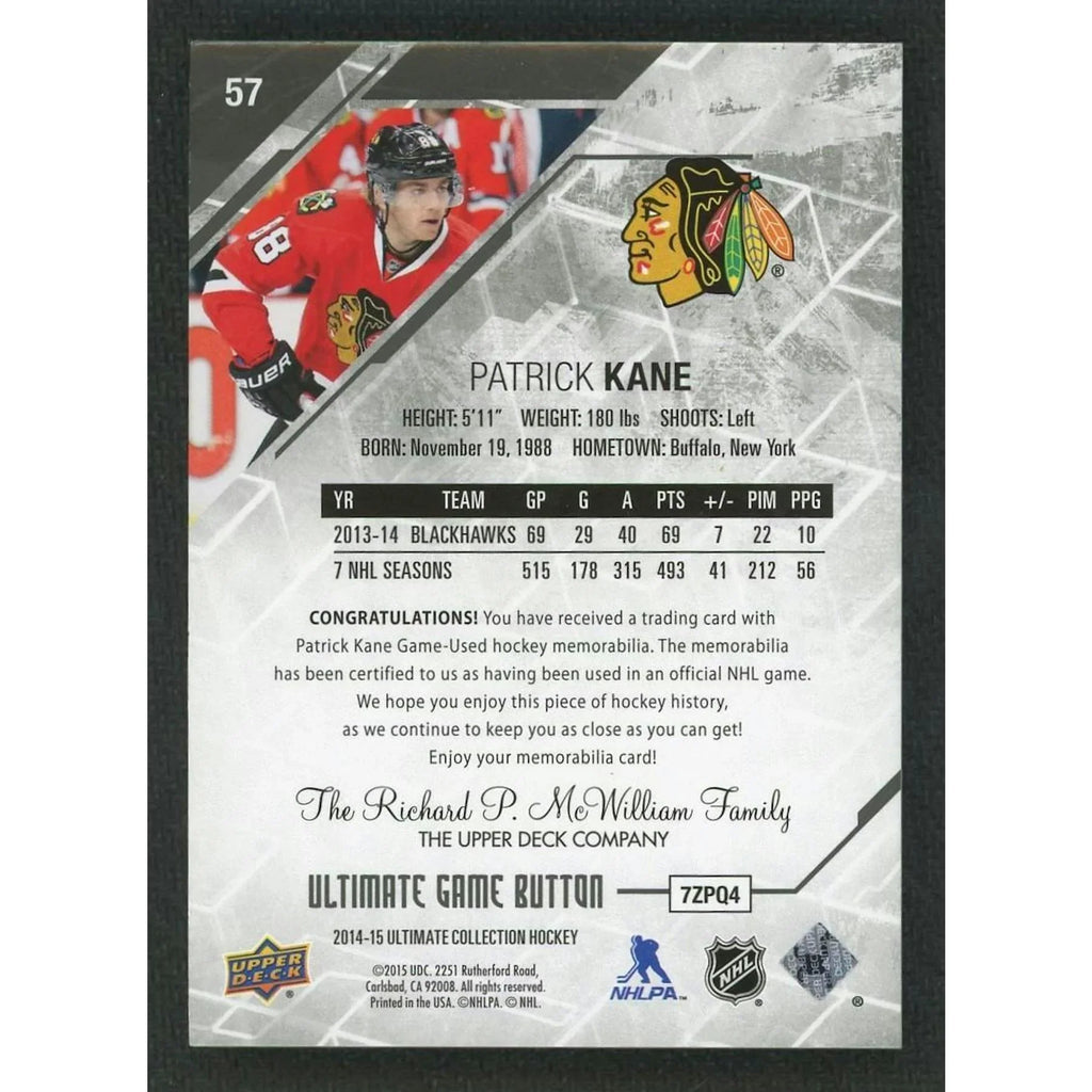 Patrick Kane 2014-15 Ultimate Game Button Card |/2