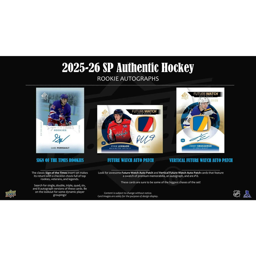 Upper Deck SP 2025 26 Authentic Hockey Hobby Box Presell Releases Jun 26th 2026 (Ships Sealed Only) - D1
