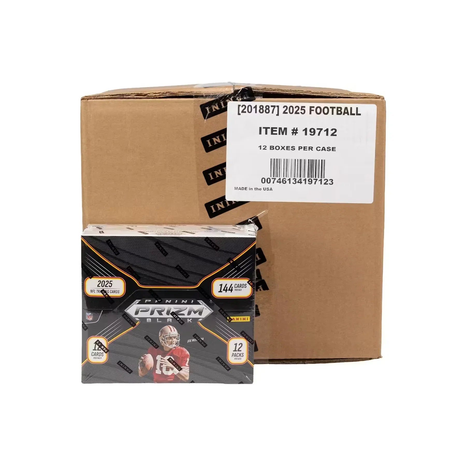 2025 Panini Prizm Black Football Hobby 12-Box Case (Ships Sealed Only) - D