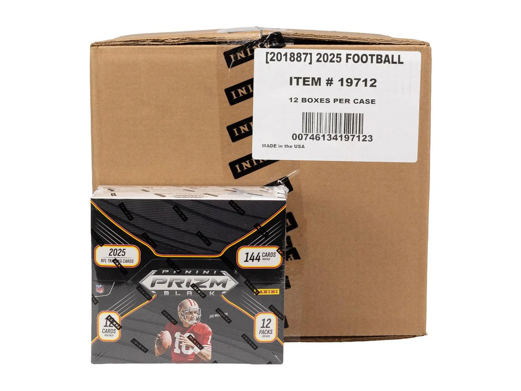 2025 Panini Prizm Black Football Hobby 12-Box Case (Ships Sealed Only) - D