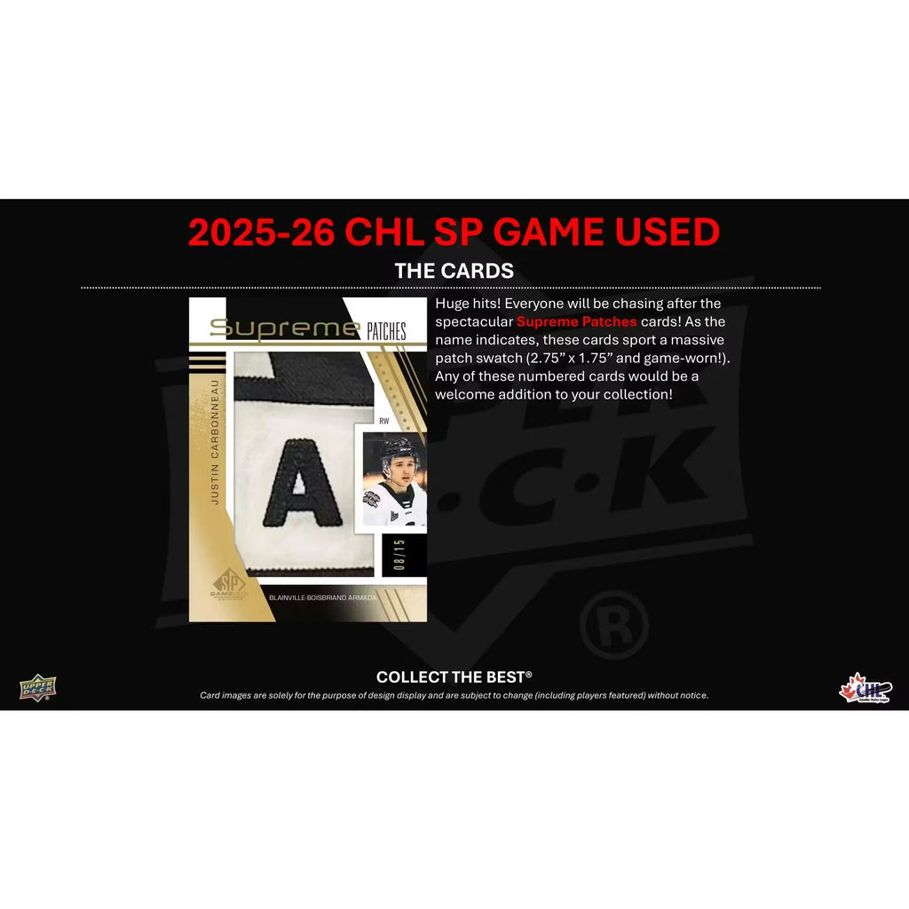 2025-26 Upper Deck CHL SP Game Used Hockey Hobby Box | Presell (Ships Sealed Only)