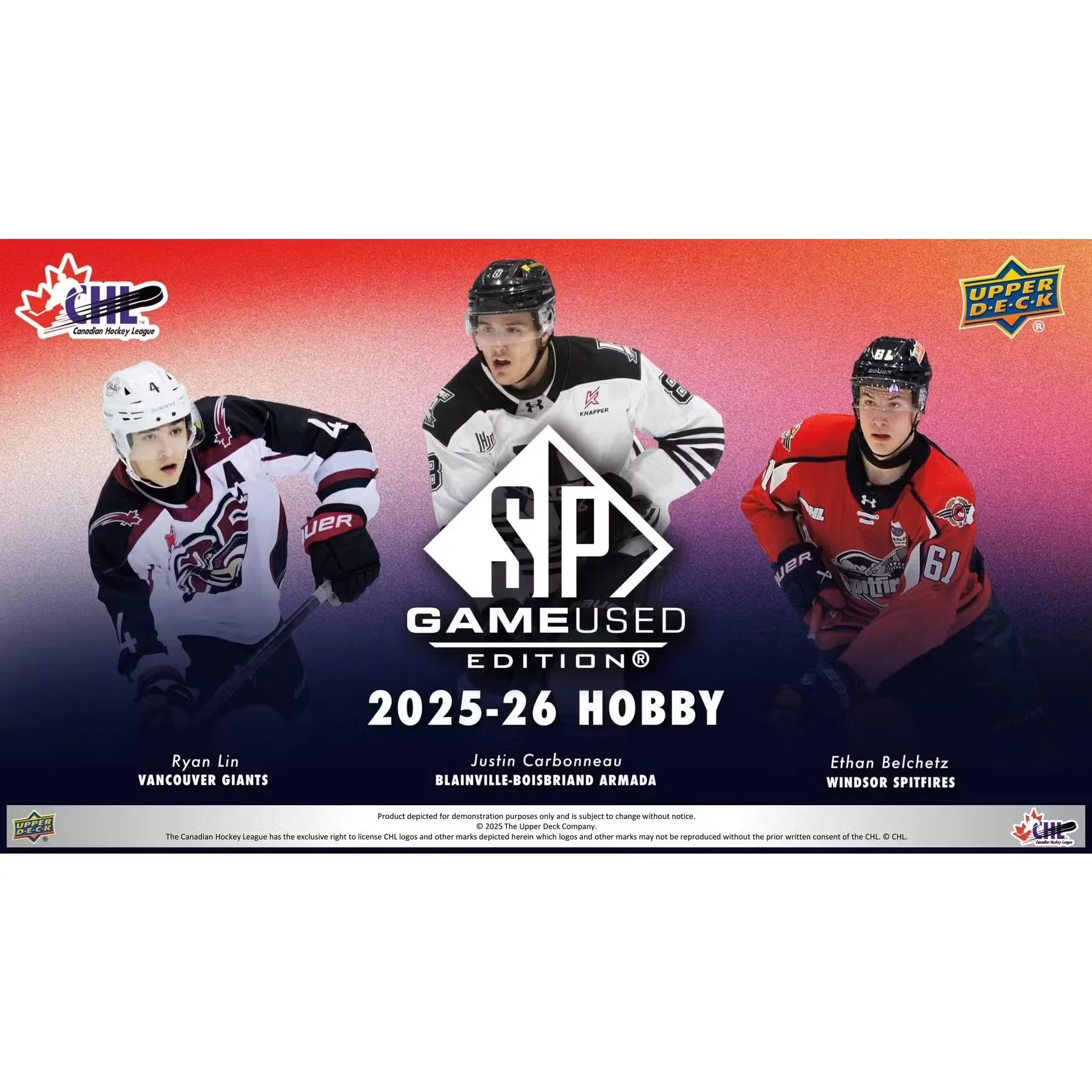 2025-26 Upper Deck CHL SP Game Used Hockey Hobby 20-Box Case | Presell (Ships Sealed Only)