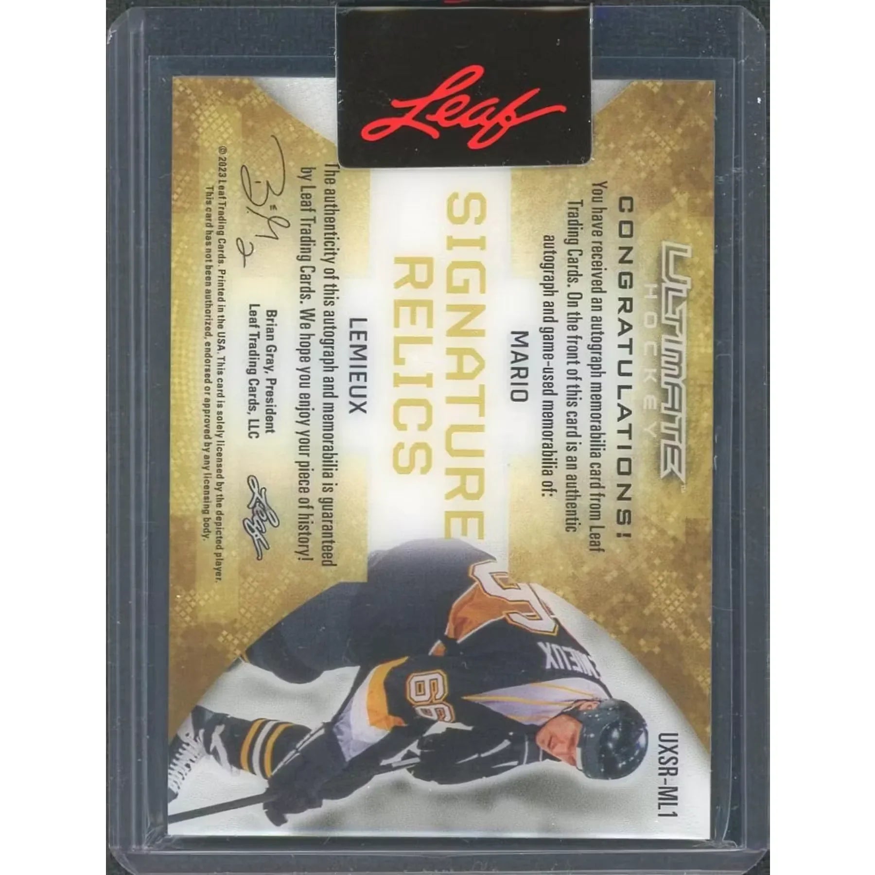 Mario Lemieux Signed 2023 Leaf Ultimate Hockey Card | Quad Patch Auto/9