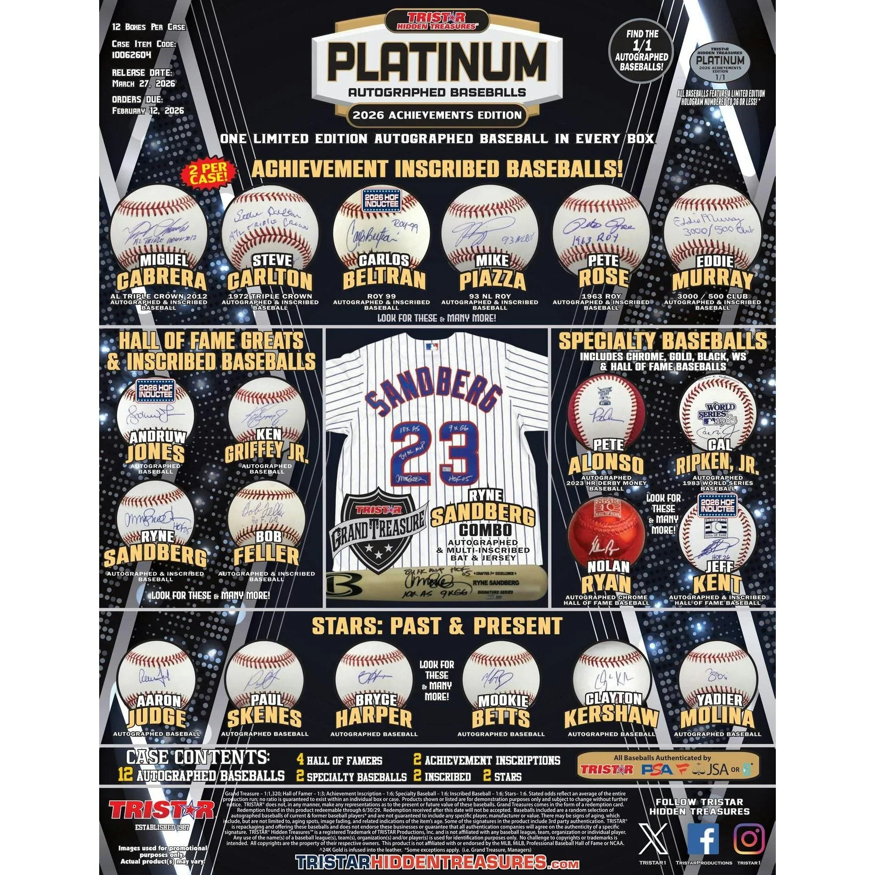 2026 TriStar Platinum Autographed Hidden Treasures Baseball Achievements Edition Hobby 12 Box Case (Ships Sealed Only)