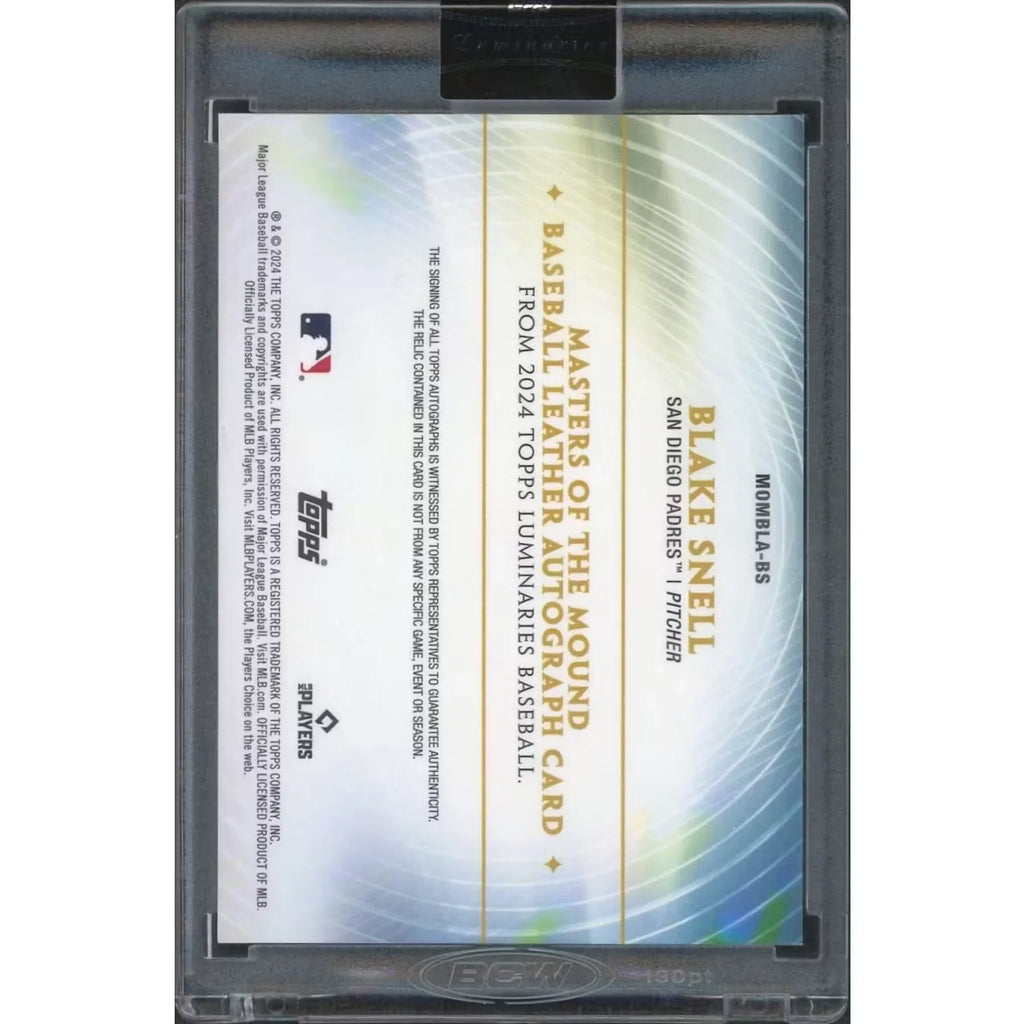 Blake Snell Signed 2024 Topps Luminaries Card | Masters of the Mound Leather Relic Auto 1/