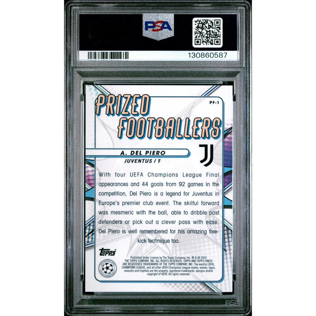 Alessandro Del Piero 2022-23 Topps Finest Prized Footballers Blue Refractor | PSA 10