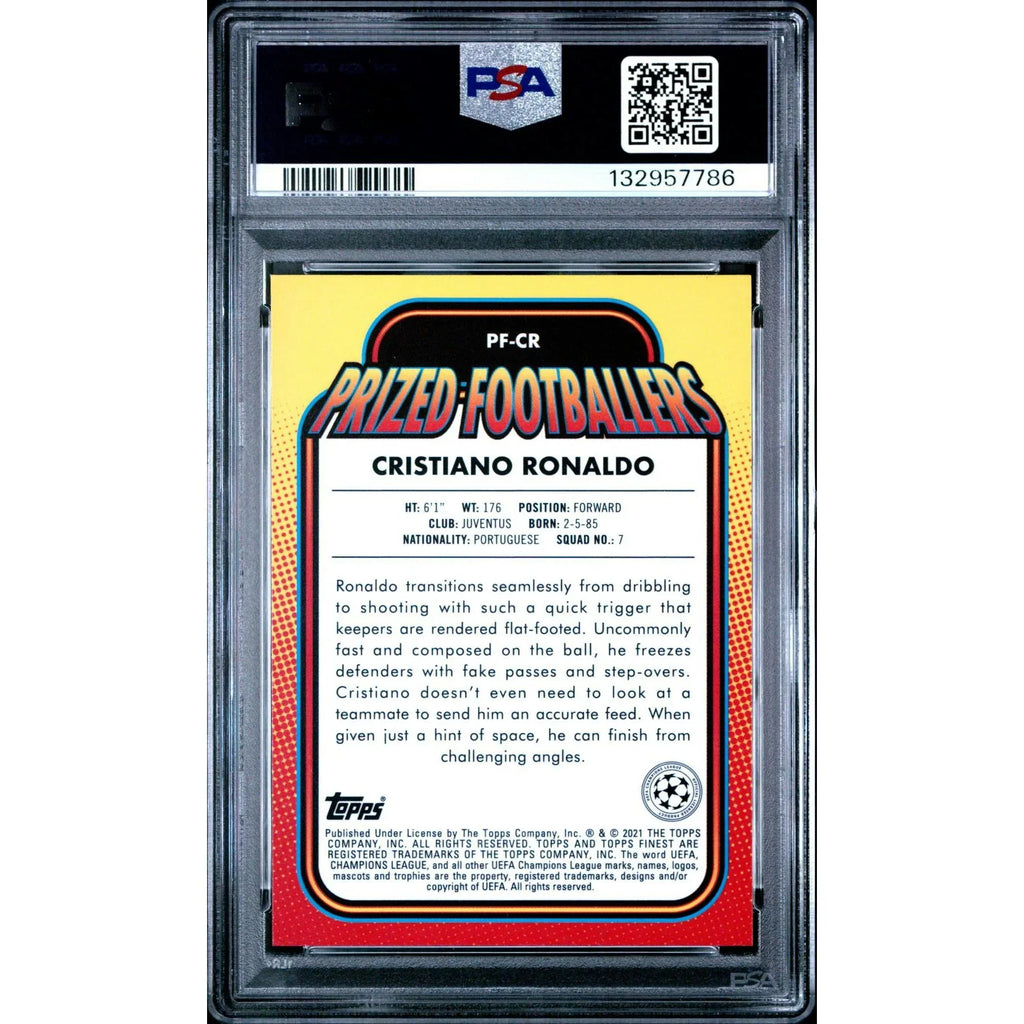 Cristiano Ronaldo 2020-21 Topps Finest UCL Prized Footballers Card | PSA 10