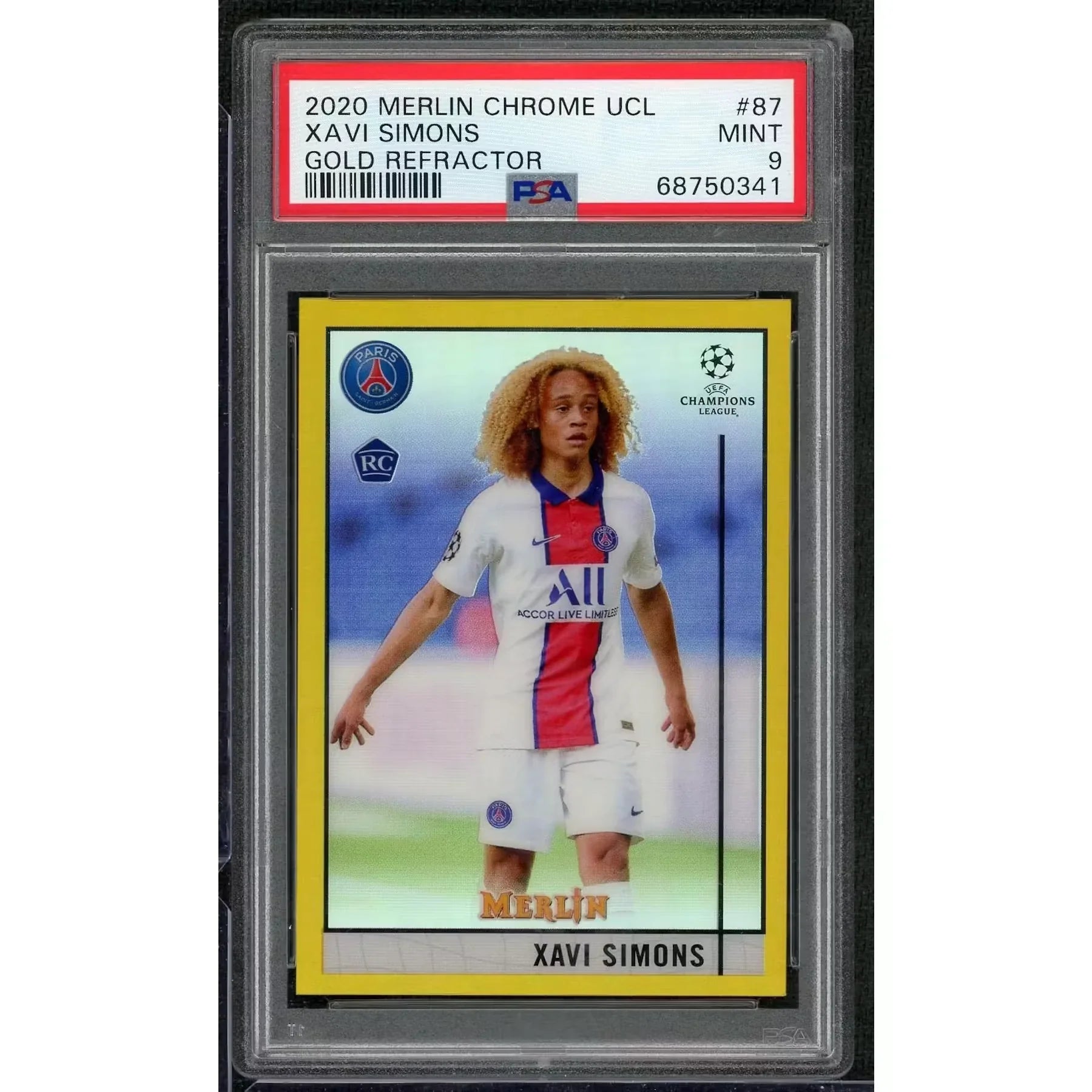 Xavi Simons 2020 Topps Merlin Chrome Gold Rookie #87 | PSA 9