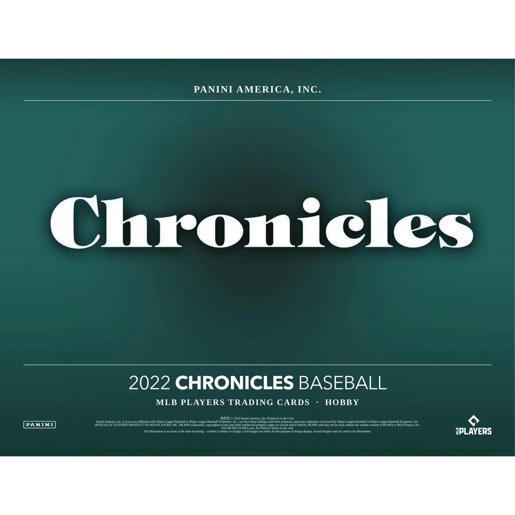 2022 Panini Chronicles Baseball Hobby 16-Box Case (Ships Sealed Only)
