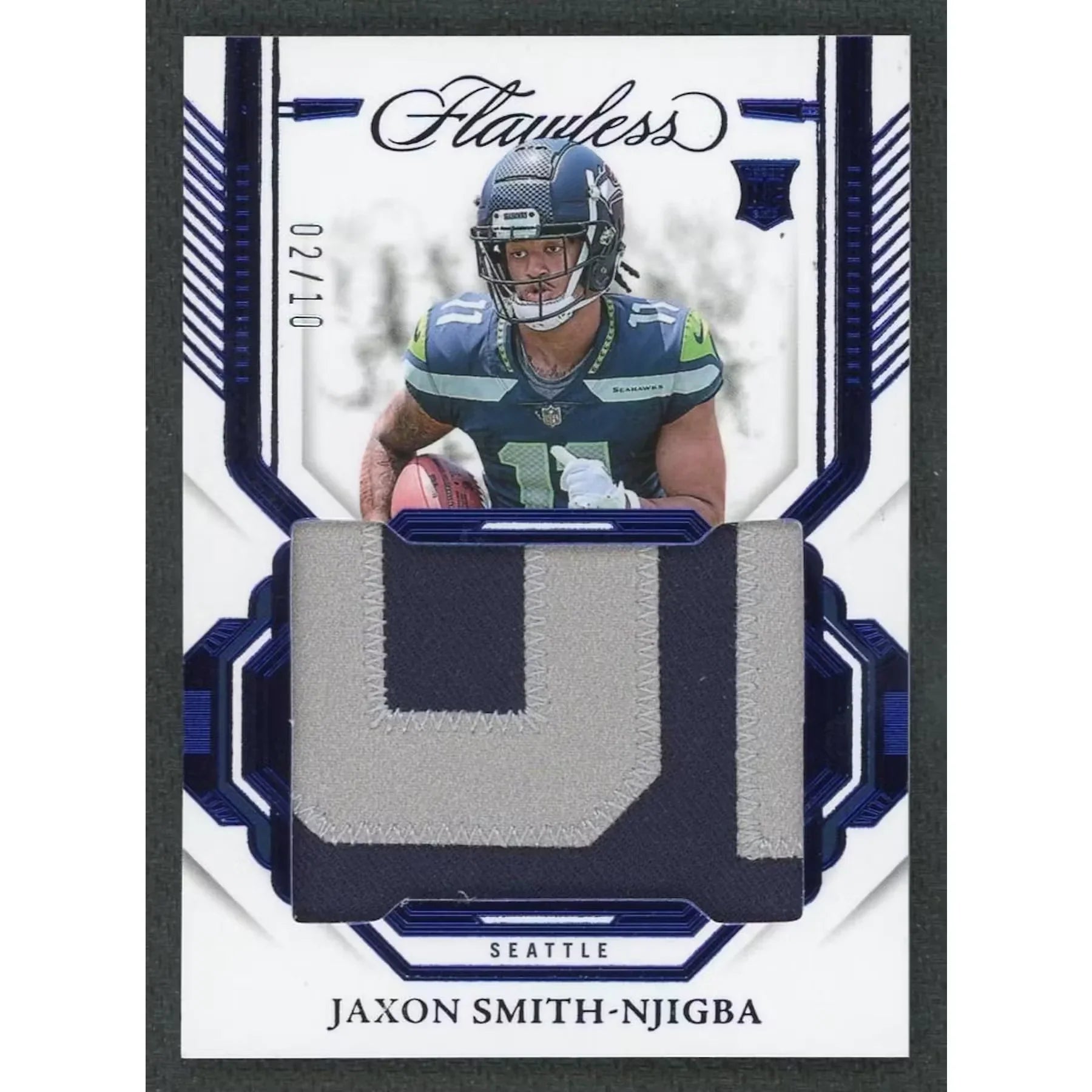 Jaxon Smith-Njigba 2023 Panini Flawless Rookie Patch Card | Sapphire/10