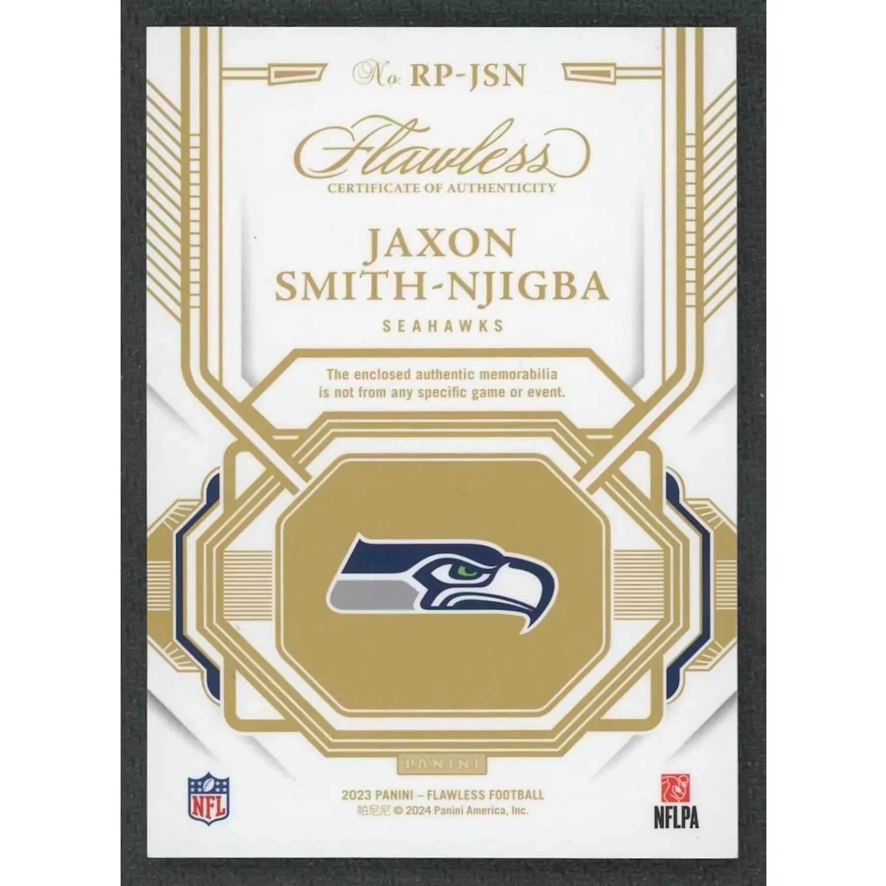 Jaxon Smith-Njigba 2023 Panini Flawless Rookie Patch Card | Sapphire/10