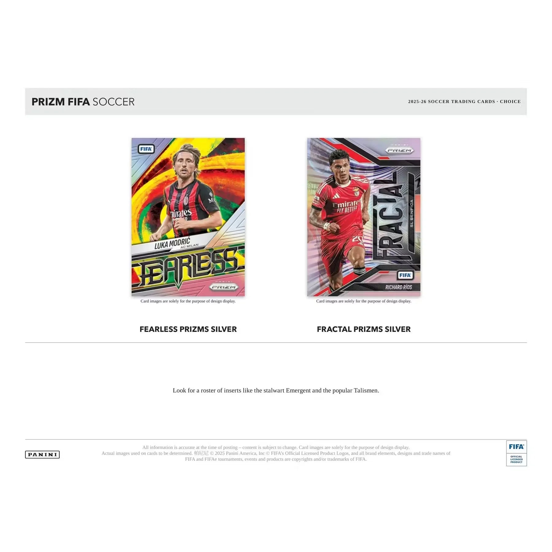 2025 26 Panini Prizm FIFA Soccer Choice Box May 2026 Release (Ships Sealed Only)