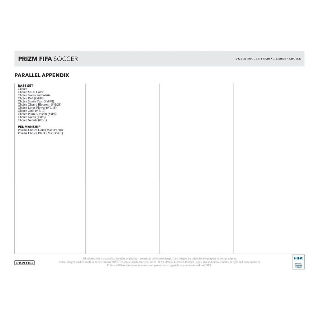 2025 26 Panini Prizm FIFA Soccer Choice 20 Box Case Presell (Ships Sealed Only) - D