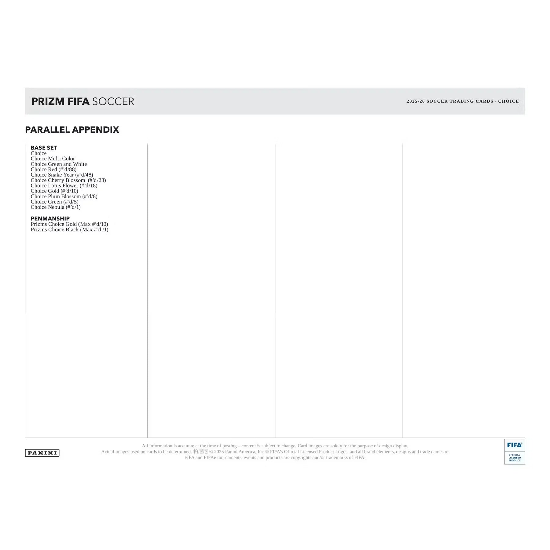 2025 26 Panini Prizm FIFA Soccer Choice 20 Box Case Presell (Ships Sealed Only) - D