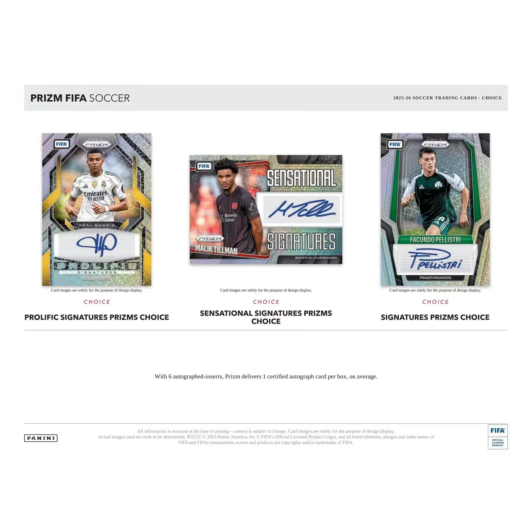 2025 26 Panini Prizm FIFA Soccer Choice 20 Box Case Presell (Ships Sealed Only) - D