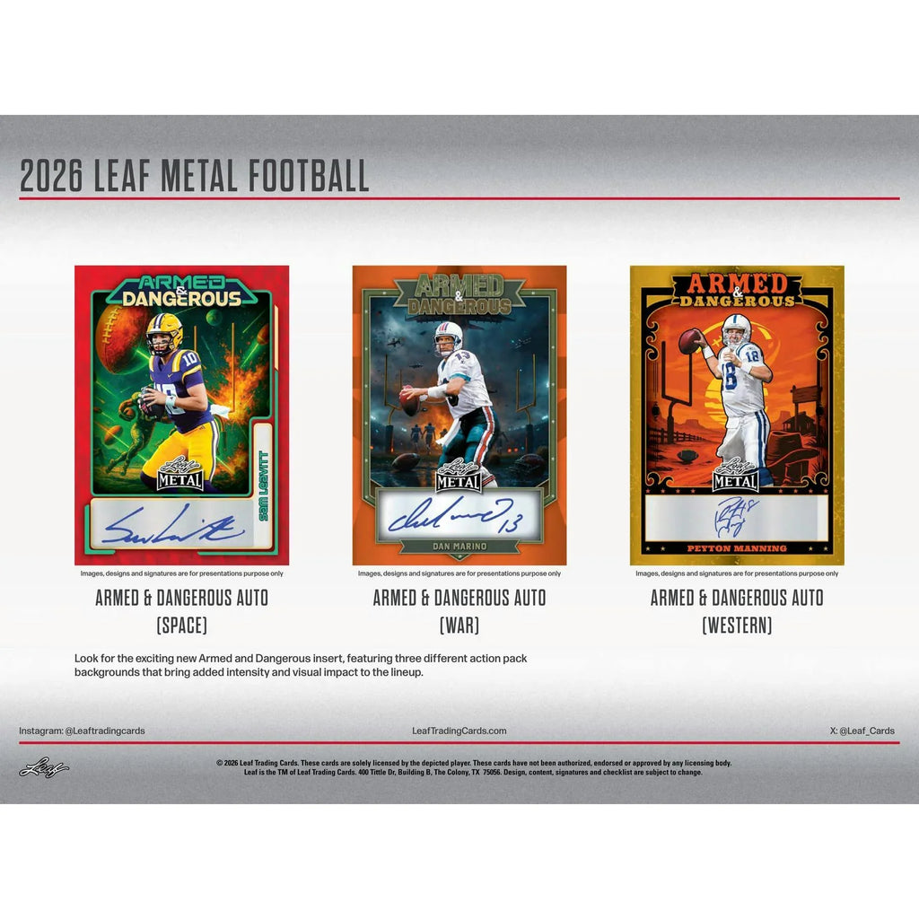 2026 Leaf Metal Football Hobby Jumbo 8 Box Case (Ships Sealed Only) - D1