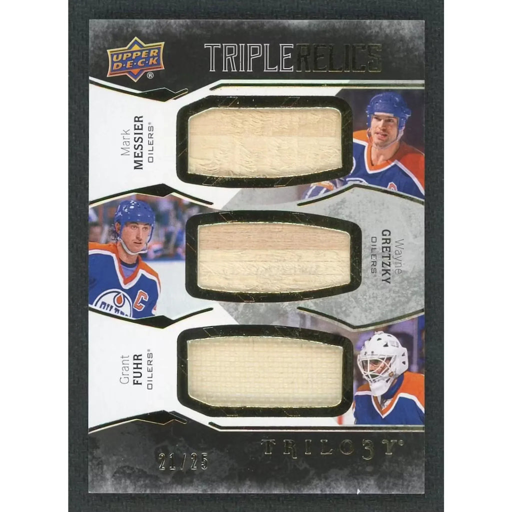 2017-18 Upper Deck Trilogy Messier Gretzky Fuhr Triple Relics Card |/25