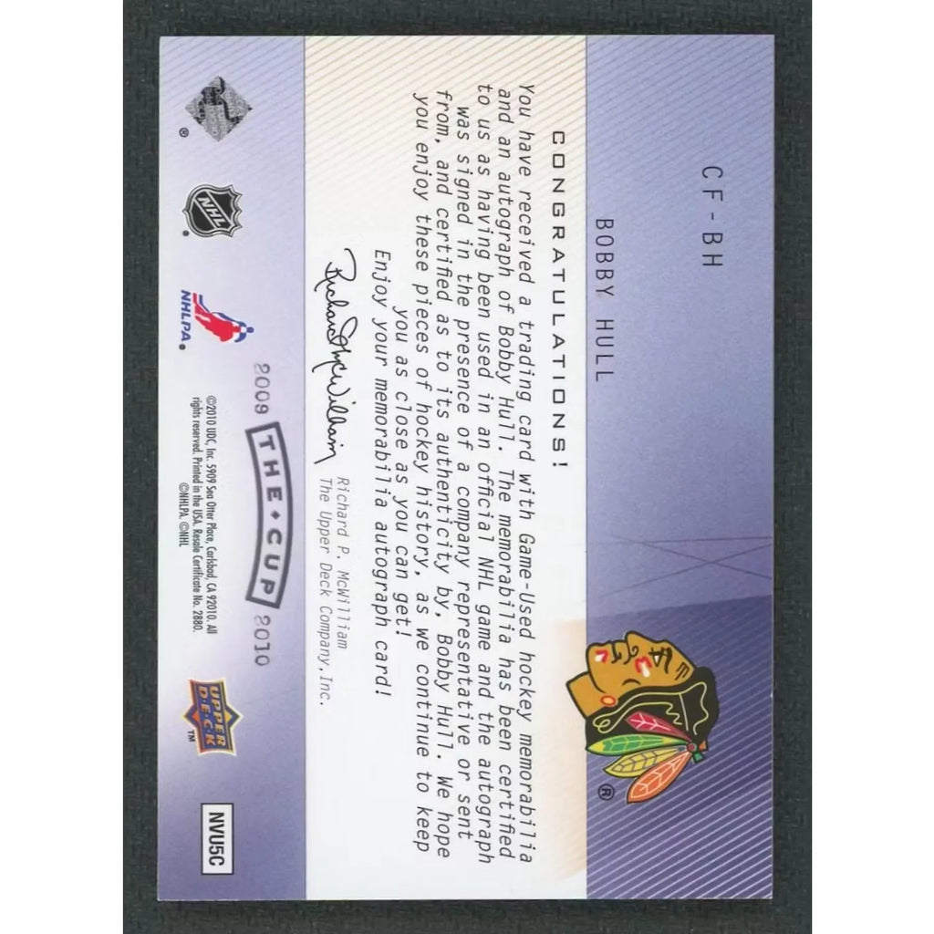 Bobby Hull Signed 2009-10 Upper Deck The Cup Card | Quad Patch Auto/10