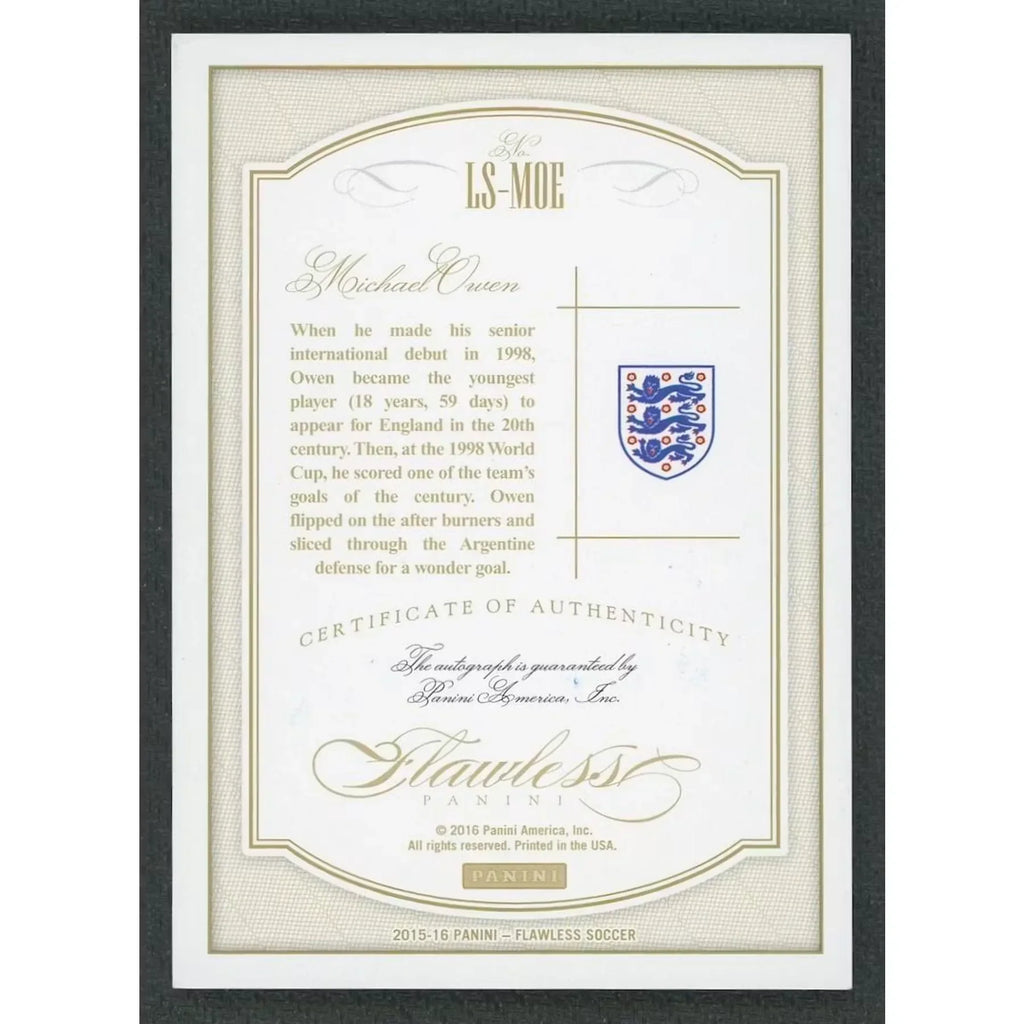 Michael Owen Signed Card | 2015-16 Panini Flawless Legendary Auto/10