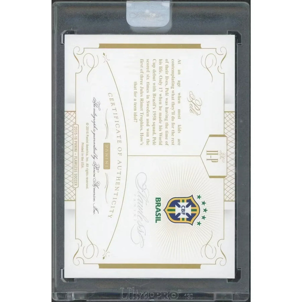 Pele Signed 2015-16 Panini Flawless International Icons Card |/25