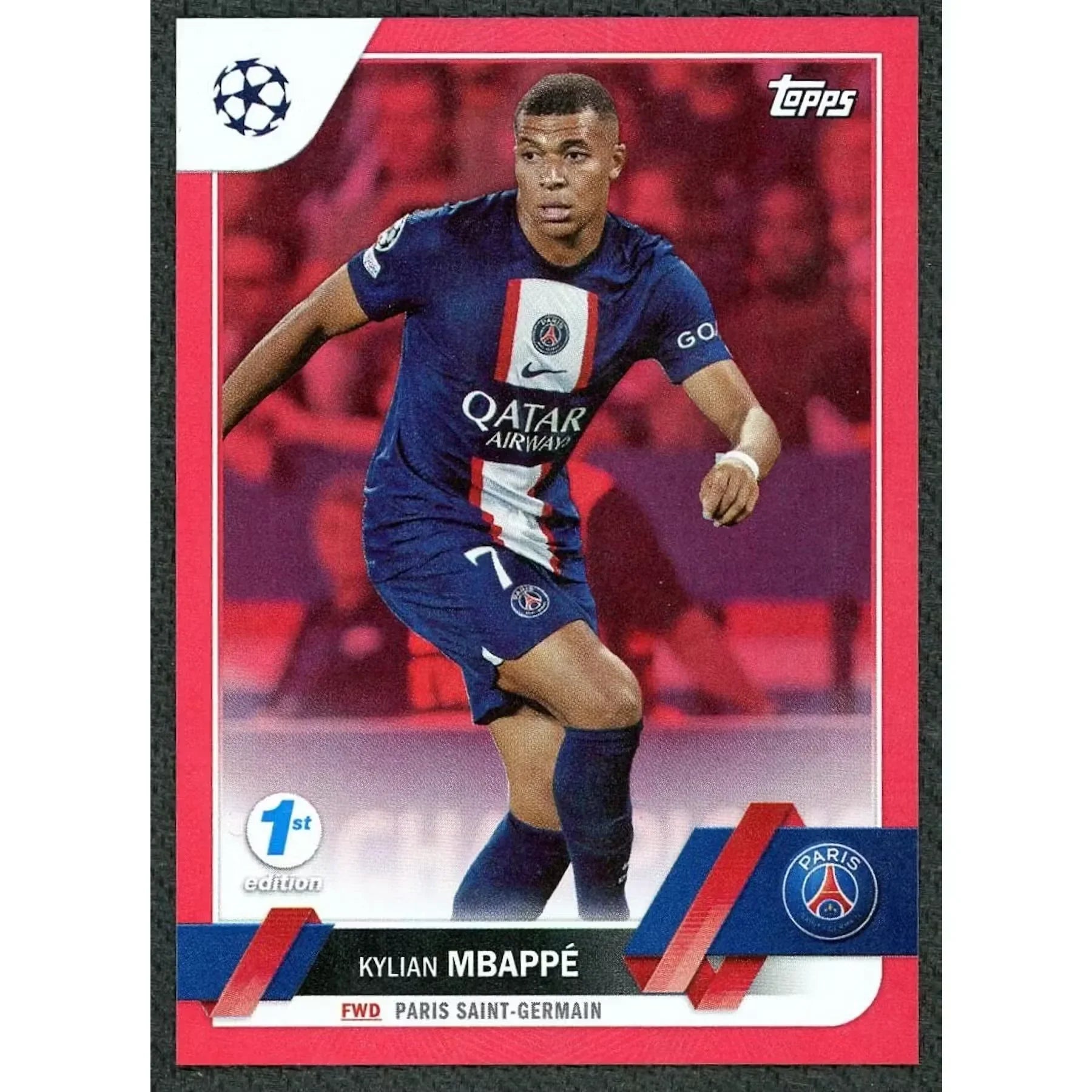 Kylian Mbappe 2022-23 Topps UCL 1st Edition Red Foil #100 Card |/5