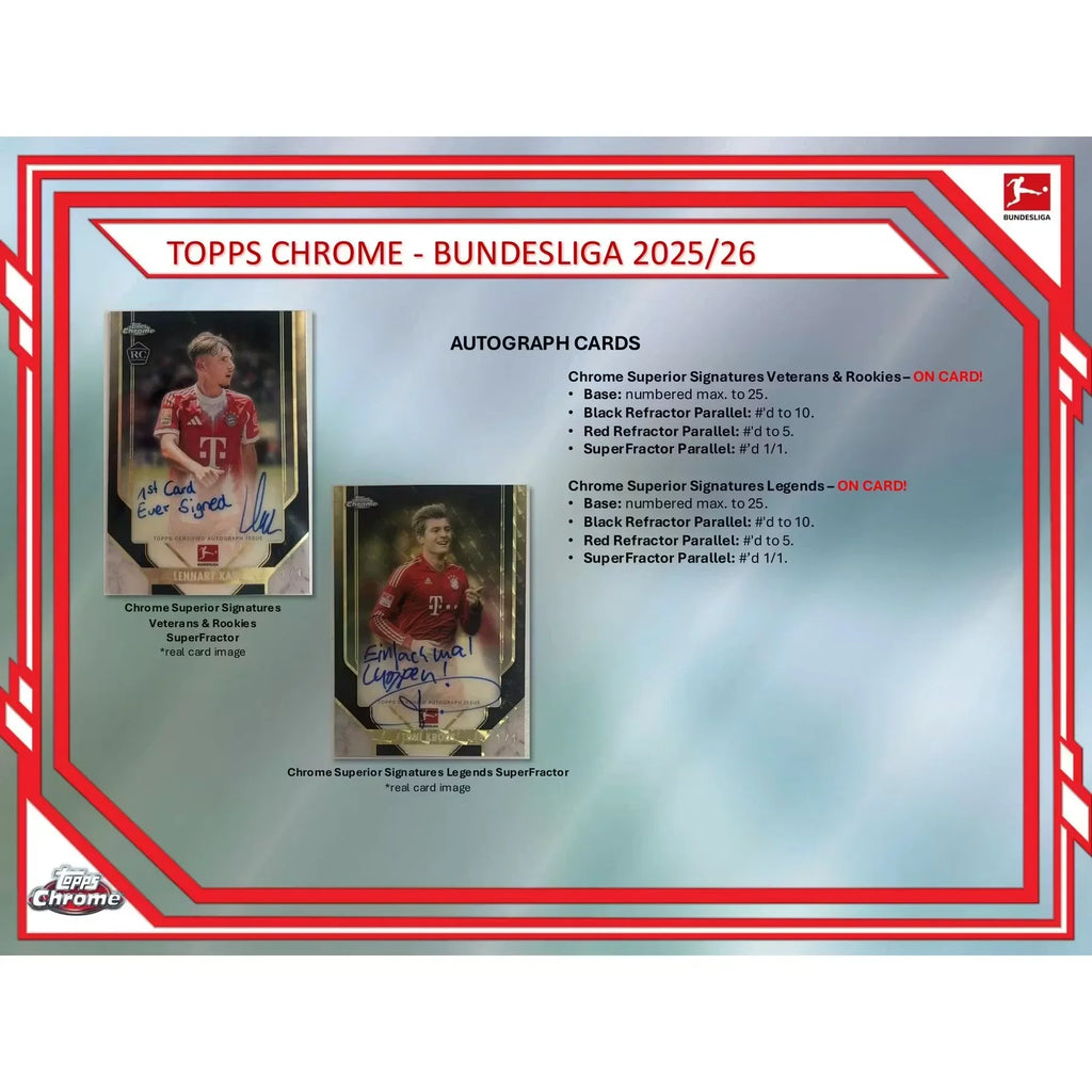 2025 26 Topps Chrome Bundesliga Soccer Hobby Box (Ships Sealed Only)