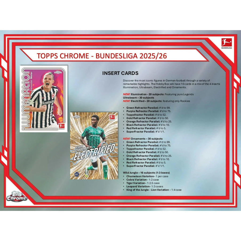2025 26 Topps Chrome Bundesliga Soccer Hobby Box (Ships Sealed Only)