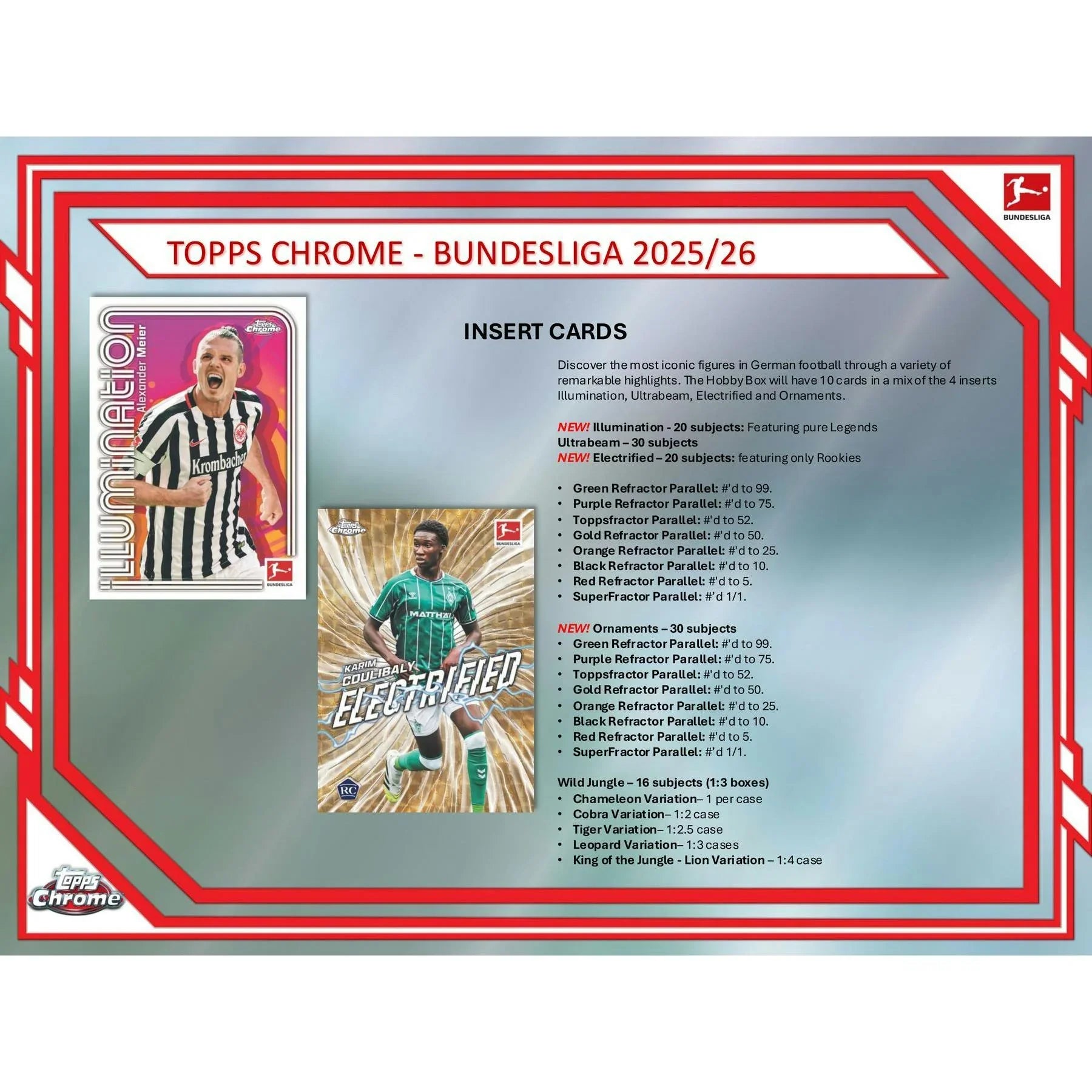 2025 26 Topps Chrome Bundesliga Soccer Hobby Box (Ships Sealed Only)