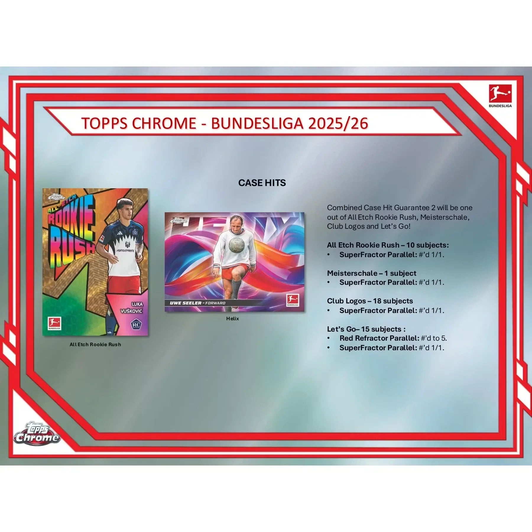 2025 26 Topps Chrome Bundesliga Soccer Hobby Box (Ships Sealed Only)