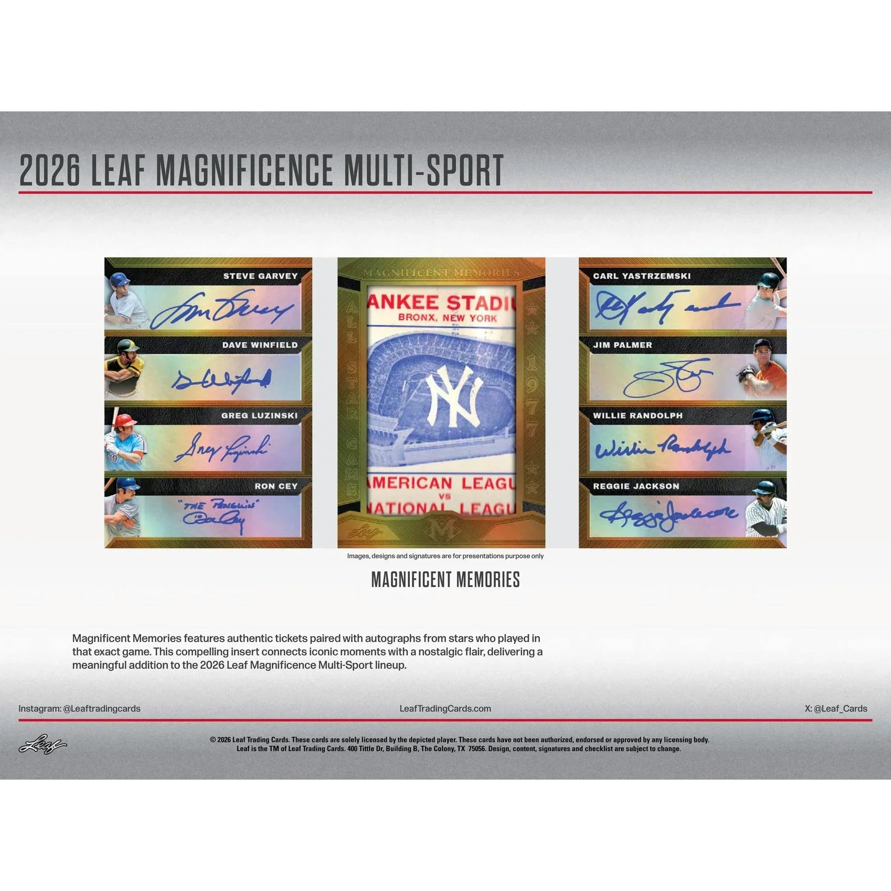 2026 Leaf Magnificence Hobby Box Multi Sport (Ships Sealed Only)