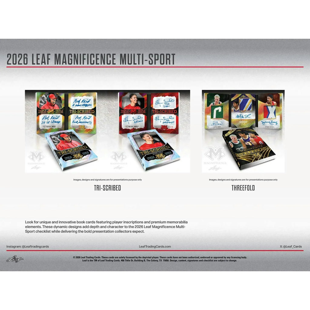 2026 Leaf Magnificence Hobby Box Multi Sport (Ships Sealed Only)