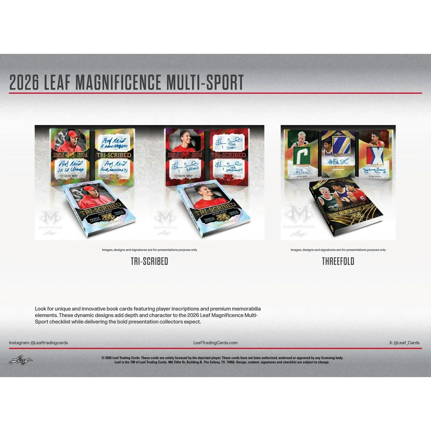 2026 Leaf Magnificence Hobby Box Multi Sport (Ships Sealed Only)