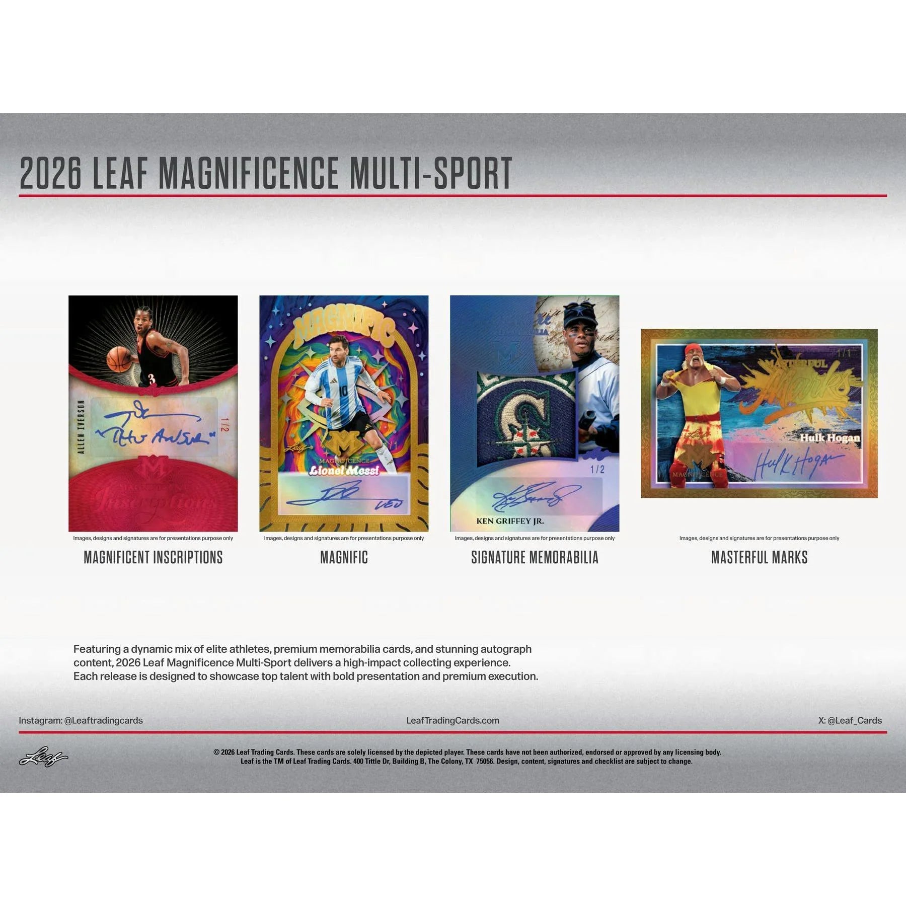 2026 Leaf Magnificence Hobby Box Multi Sport (Ships Sealed Only)