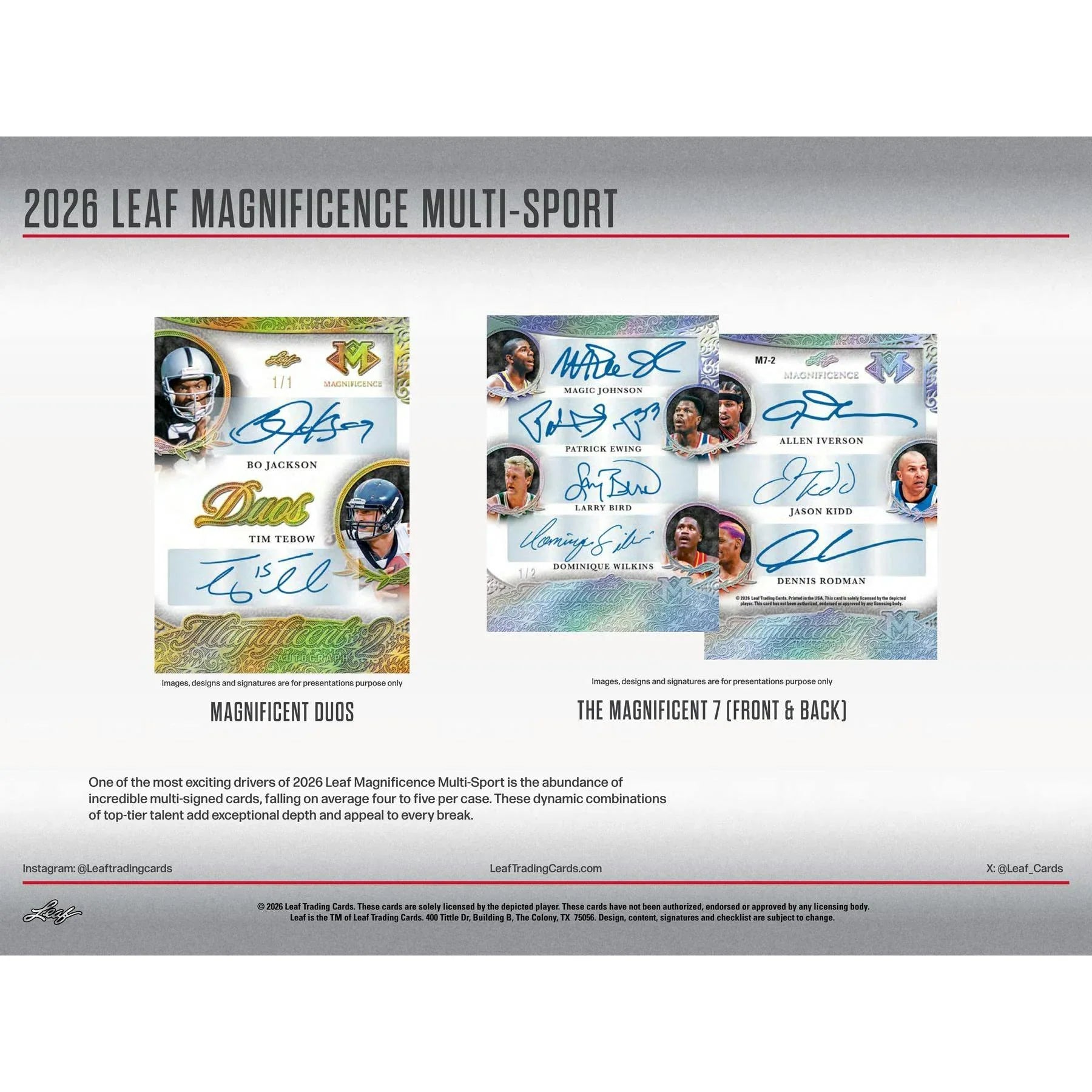 2026 Leaf Magnificence Hobby Box Multi Sport (Ships Sealed Only)