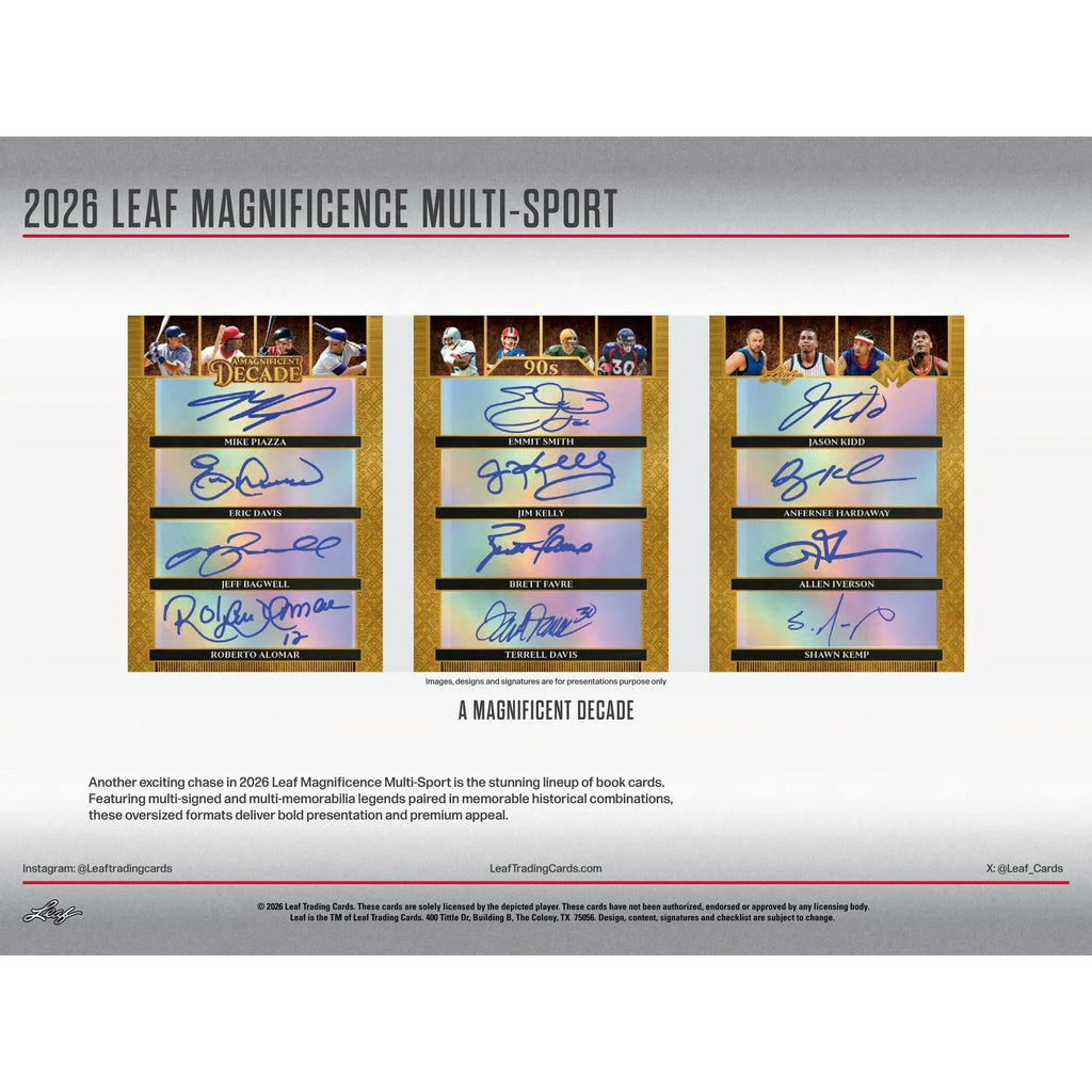 2026 Leaf Magnificence Hobby Box Multi Sport (Ships Sealed Only)