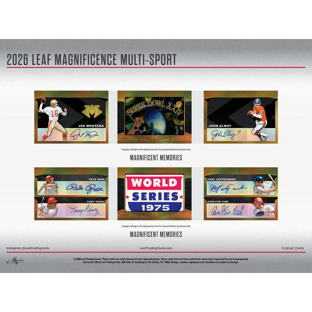 2026 Leaf Magnificence Hobby Box Multi Sport (Ships Sealed Only)