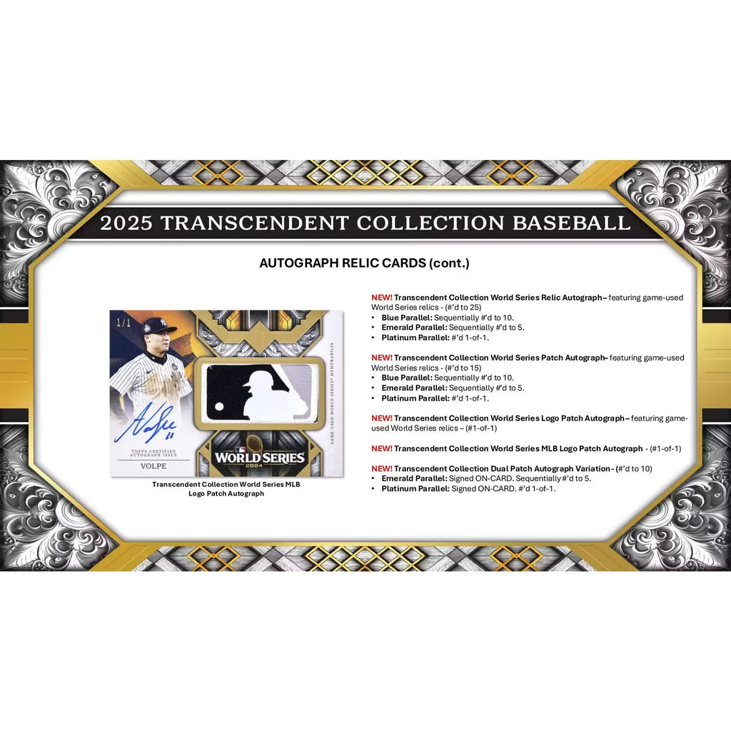 2025 Topps Transcendent Collection Baseball Hobby Case (Ships Sealed Only)
