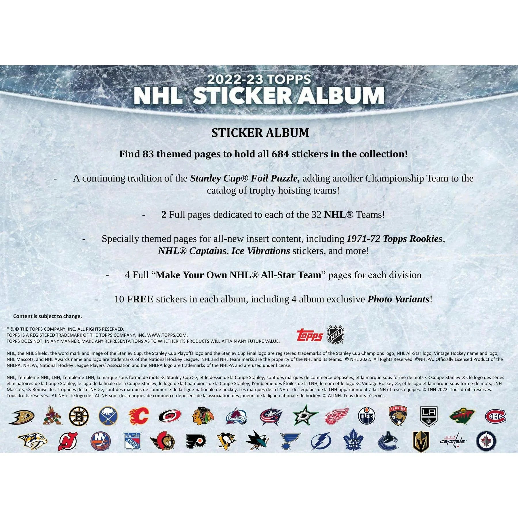 2022 23 Topps NHL Hockey Sticker Collection 16 Box Case (Ships Sealed Only)