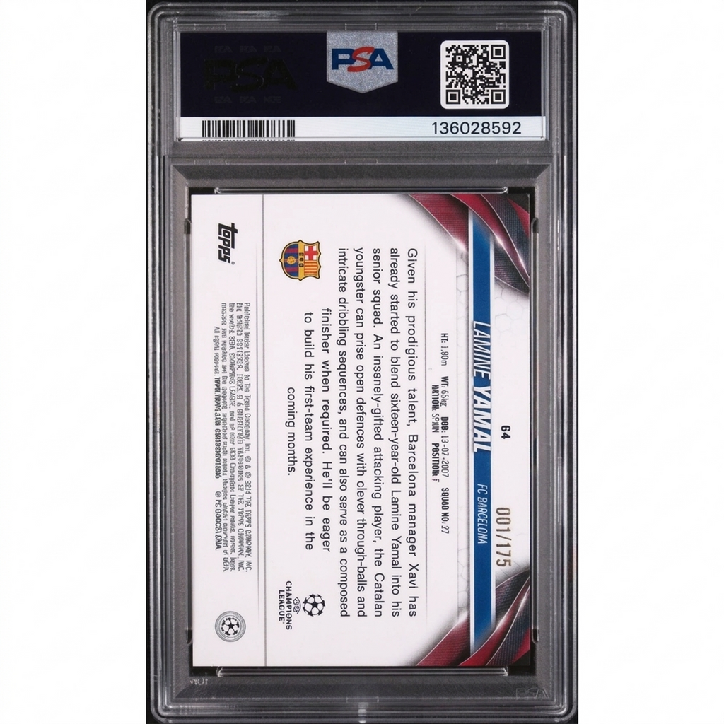 Lamine Yamal 2023-24 Topps Jade Blue/175 #64 | PSA 8
