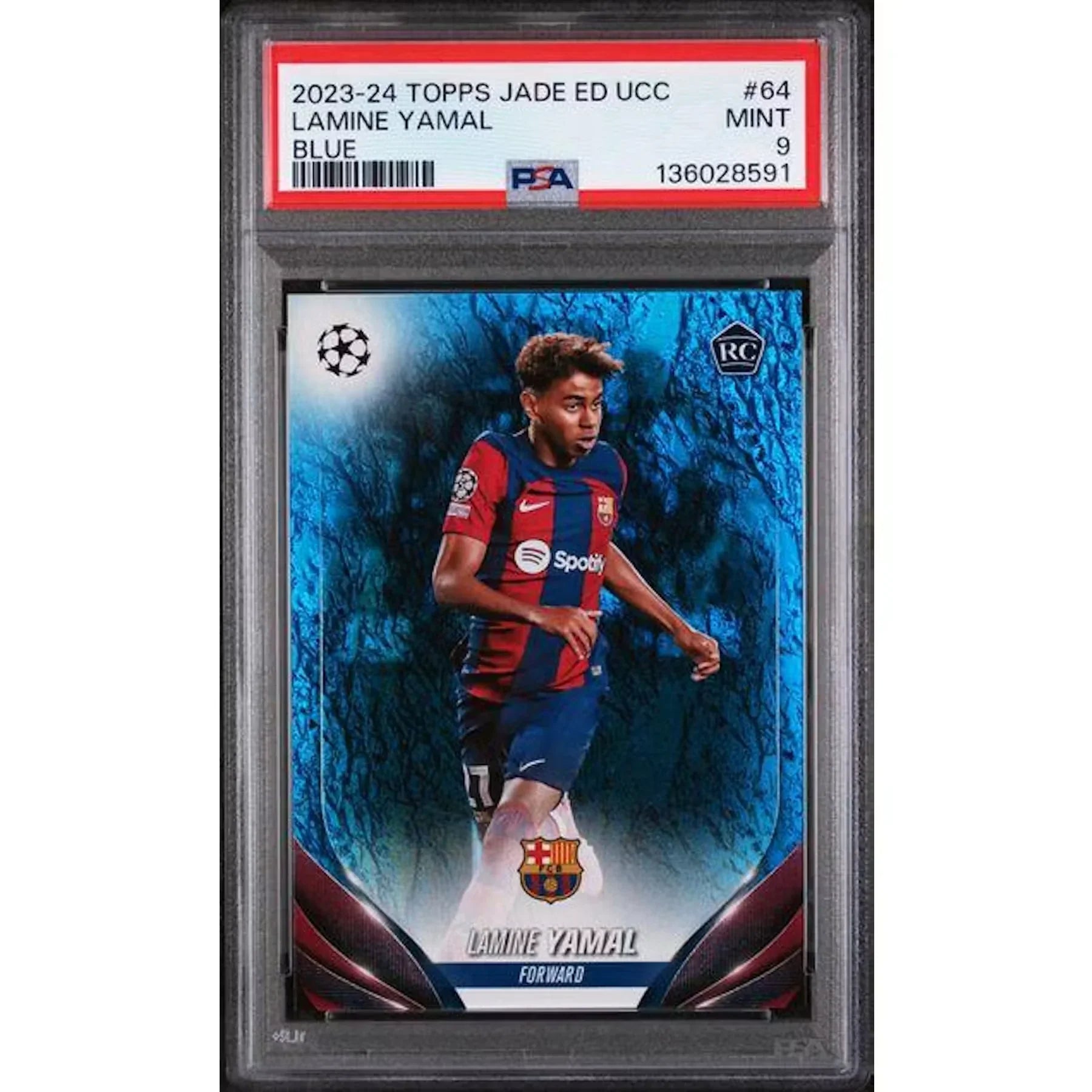 Lamine Yamal 2023-24 Topps Jade Blue #64 | PSA 9