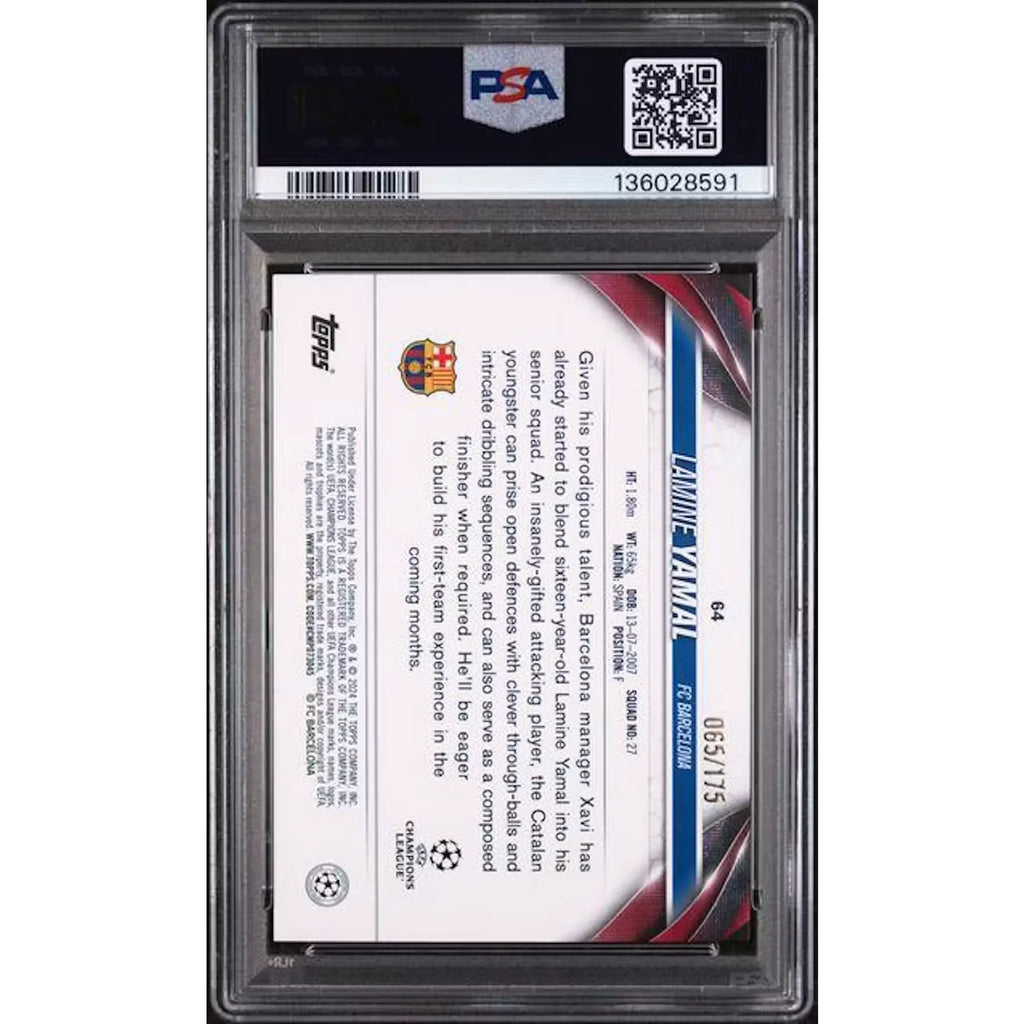Lamine Yamal 2023-24 Topps Jade Blue #64 | PSA 9