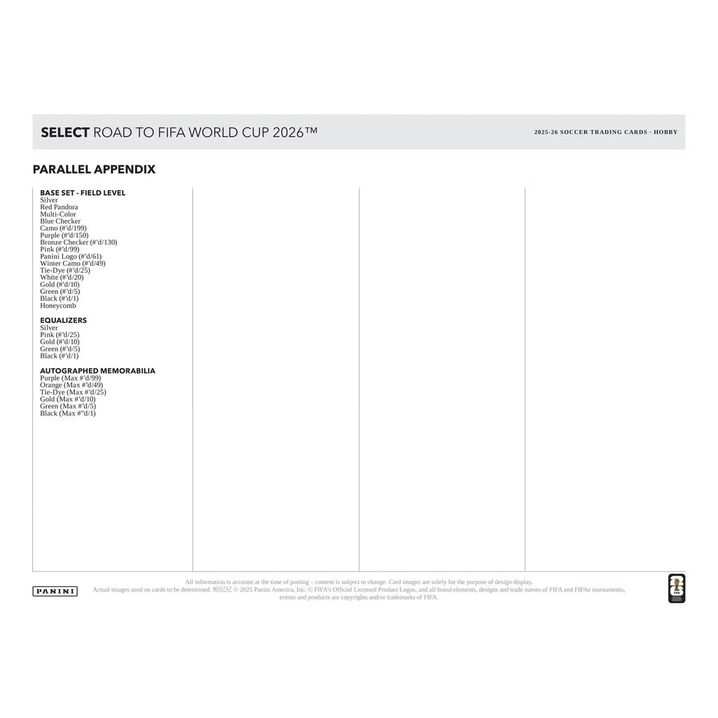 2025-26 Panini Select Road to FIFA World Cup Soccer Hobby 12-Box Case (Ships Sealed Only)