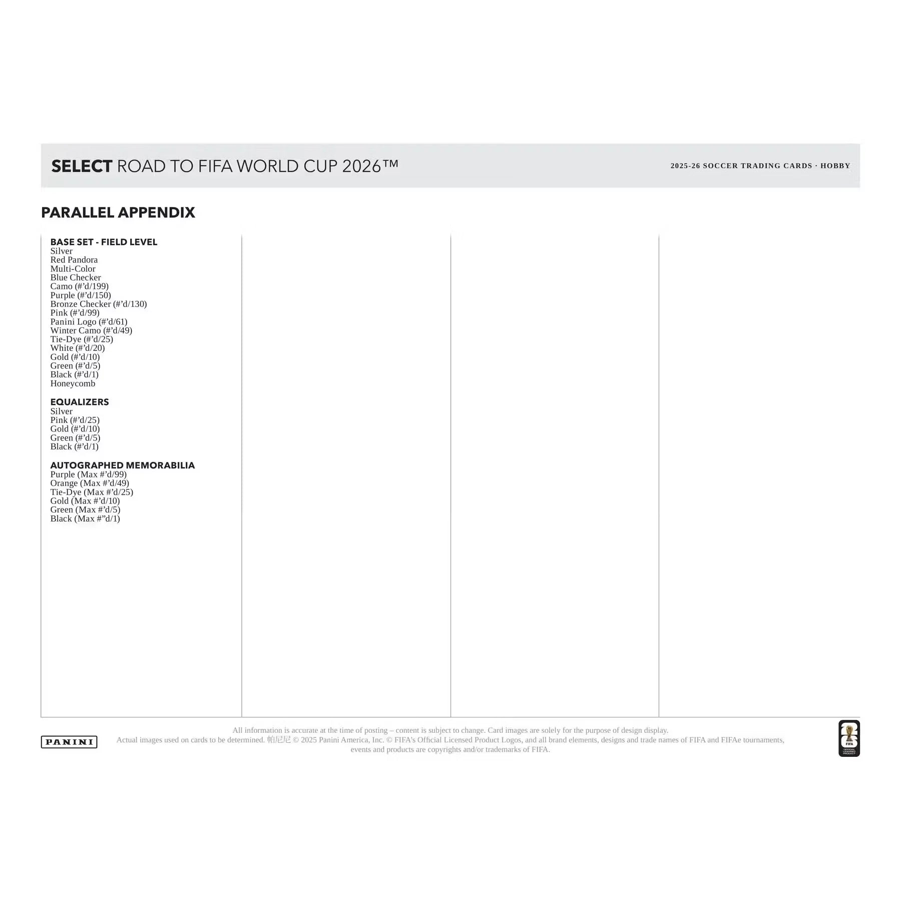 2025-26 Panini Select Road to FIFA World Cup Soccer Hobby 12-Box Case (Ships Sealed Only)
