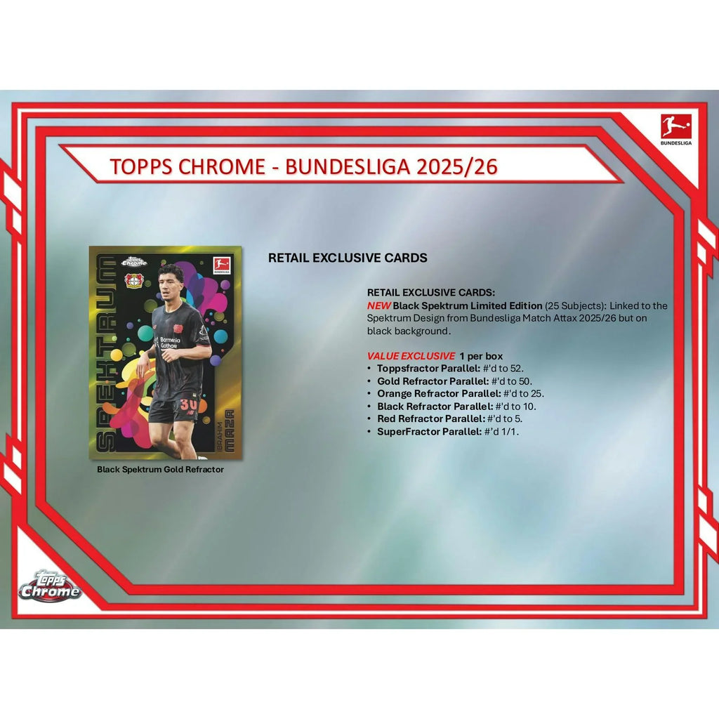2025 26 Topps Chrome Bundesliga Soccer Blaster 40 Box Case (Ships Sealed Only)