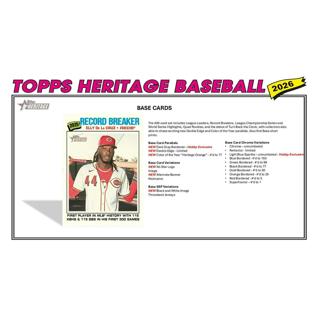 2026 Topps Heritage Baseball Hobby 12 Box Case (Ships Sealed Only) - D2