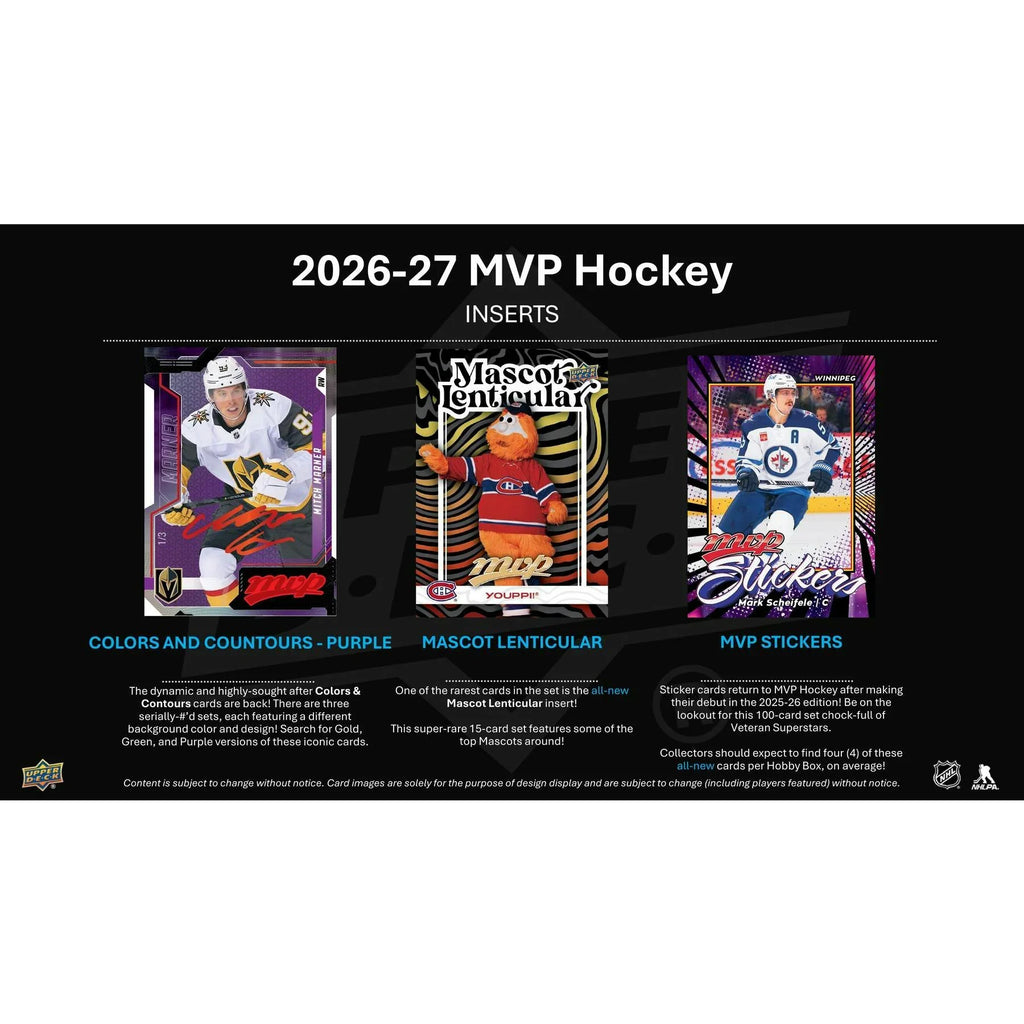 2026 27 Upper Deck MVP Hockey Hobby 20 Box Case Presell Releases Aug 19th 2026 (Ships Sealed Only)