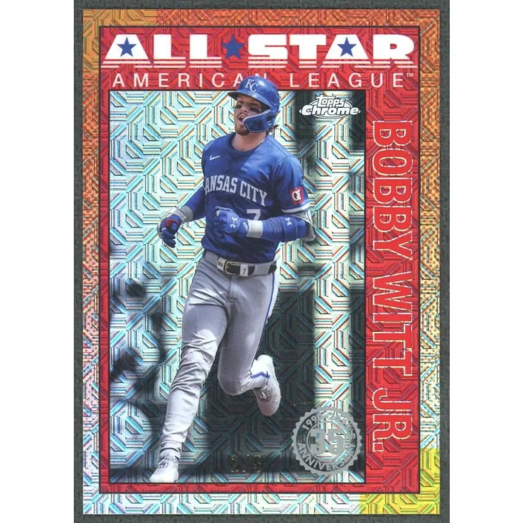 Bobby Witt Jr. 2025 Topps Silver Pack Card | Red/5 #90ASC-50