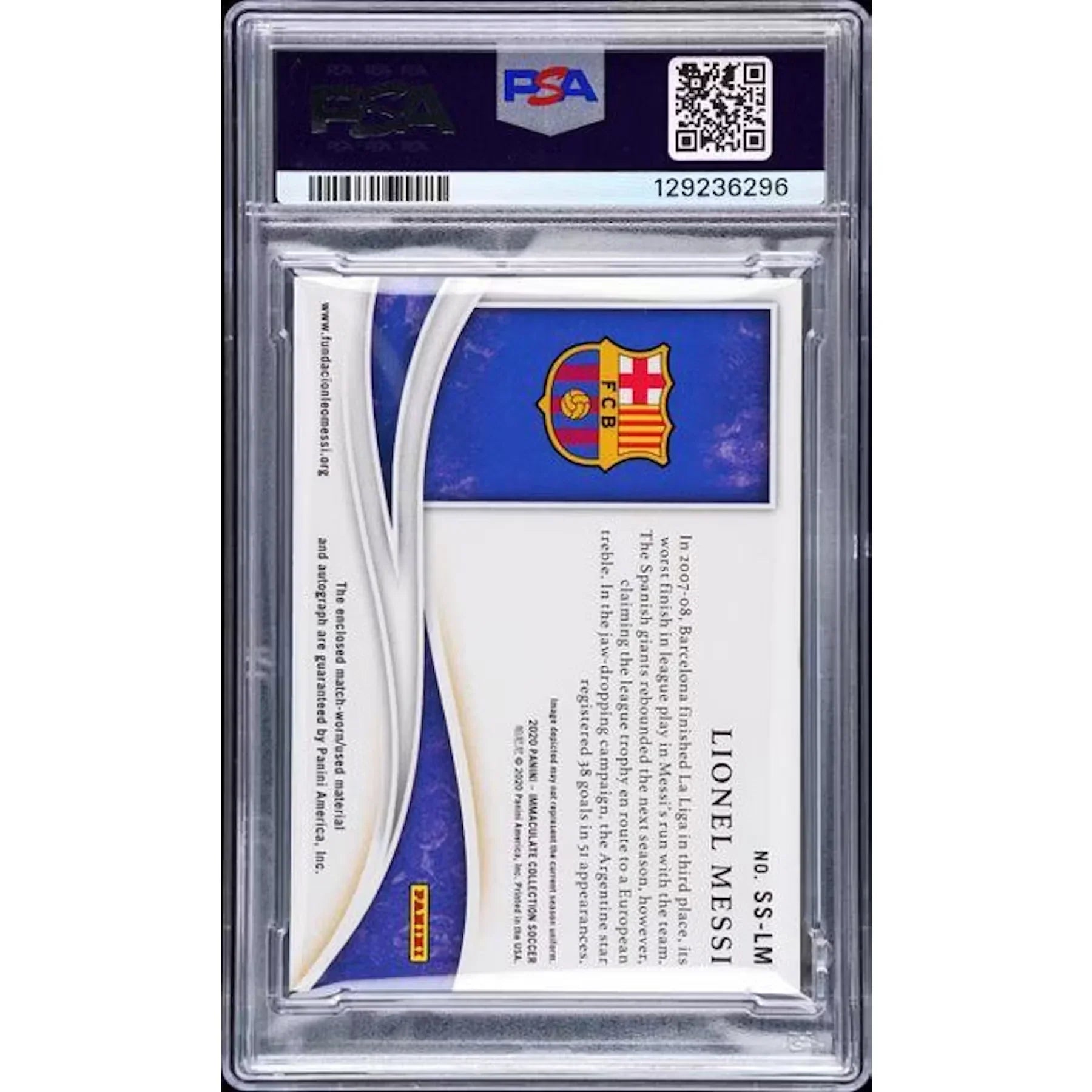 Lionel Messi Signed 2020 Immaculate Patch Card | PSA 9