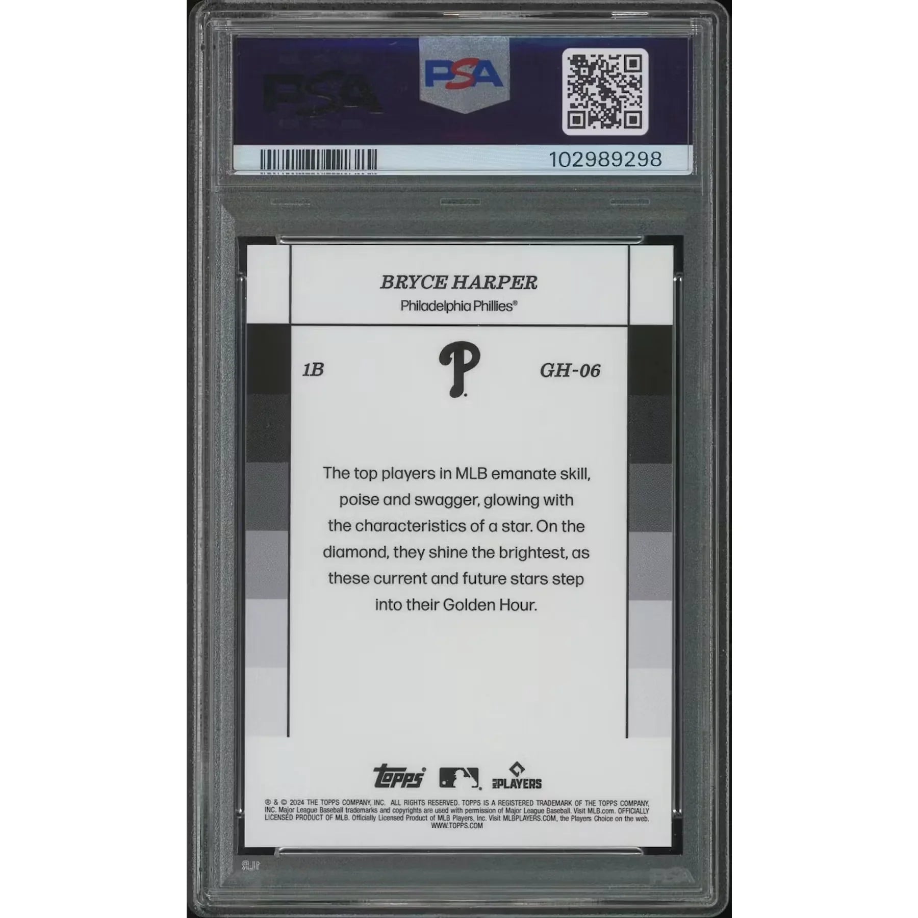 Bryce Harper 2024 Topps Black & White Golden Hour #50/50 | PSA 10 Gem Mint