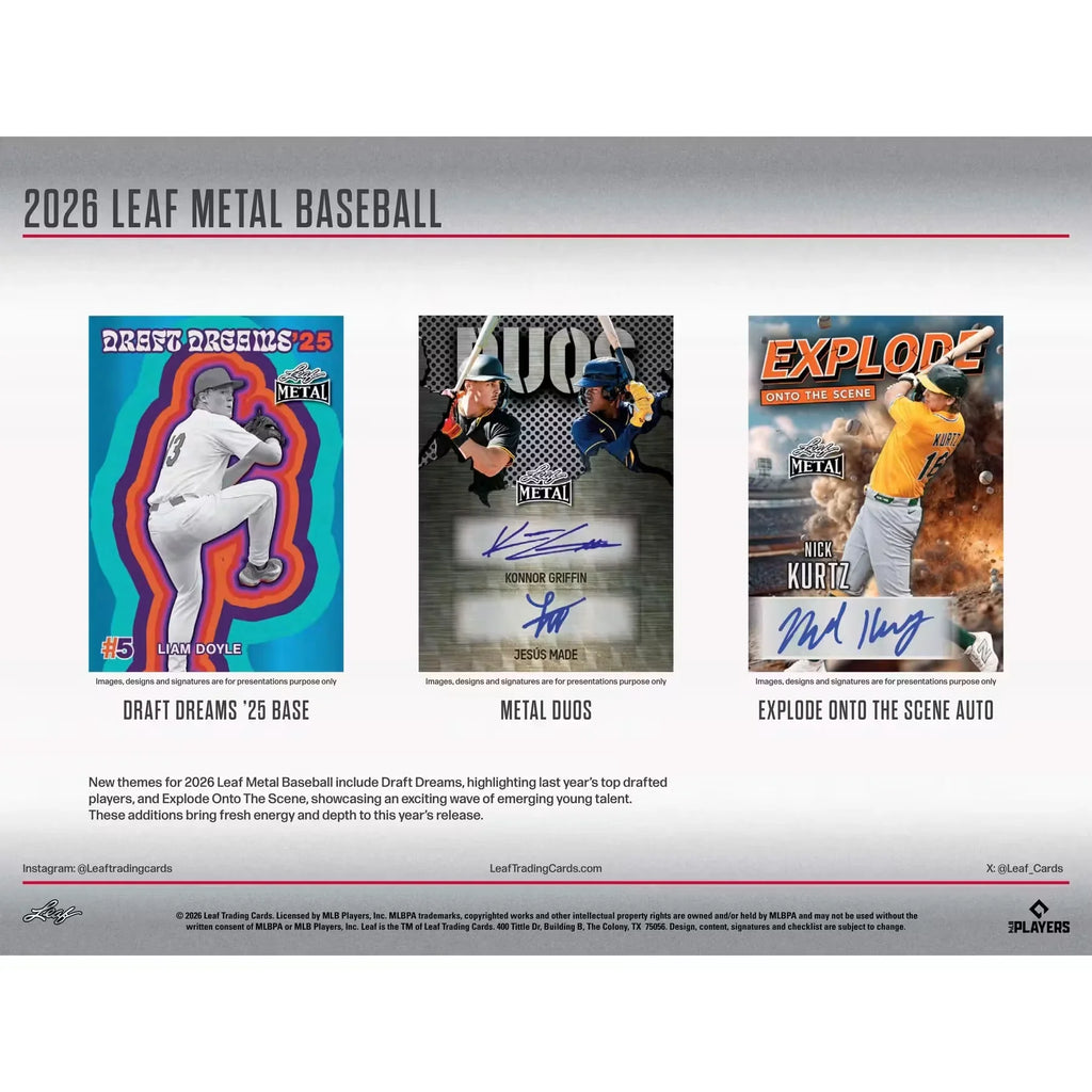 2026 Leaf Metal Baseball Hobby Jumbo Box | 8 Autographs Per Box (Ships Sealed Only) - D2